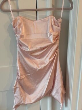 light pink satin mini dress